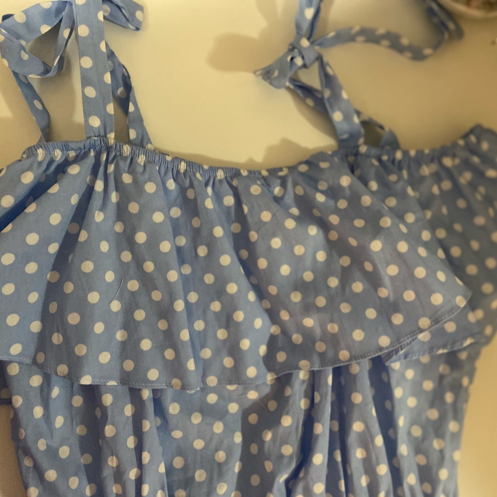 Blue and White Polka Dot Dress